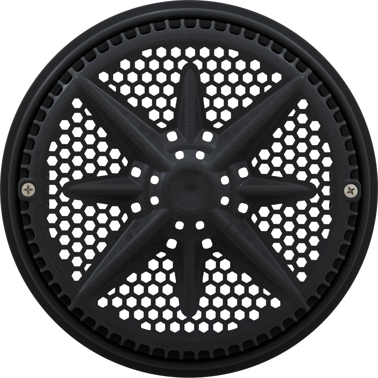 Main Drain Grate, PentairStarGuard, 8", 112gpm, Black, Short Ring : 500104