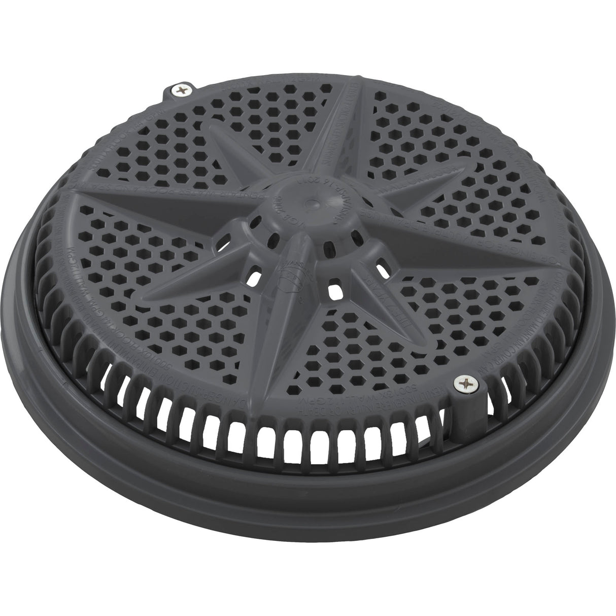 Main Drain Grate, PentStarGuard, 8", 112gpm, DrkGry, qty2, Sh Ring : 500146