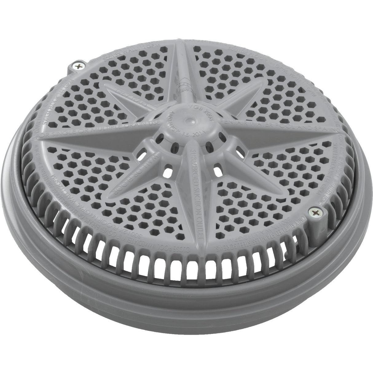 Main Drain Grate, PentairStarGuard, 8", 112gpm, Gray, Long Ring : 500102