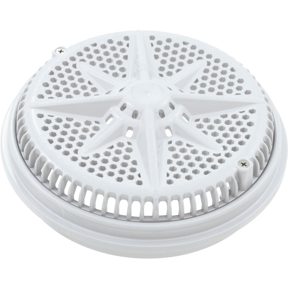 Main Drain Grate, PentairStarGuard, 8", 112gpm, White, Long Ring : 500108