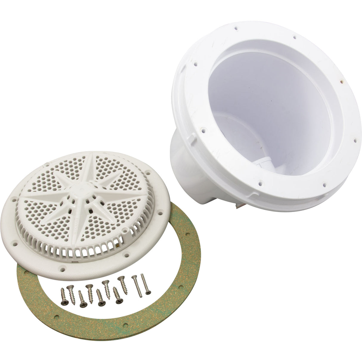 Main Drain, PentStrGrd, 8", 112gpm, 2"Sde, 1-1/2"btm, ABS, Wht, qty2 : 500130