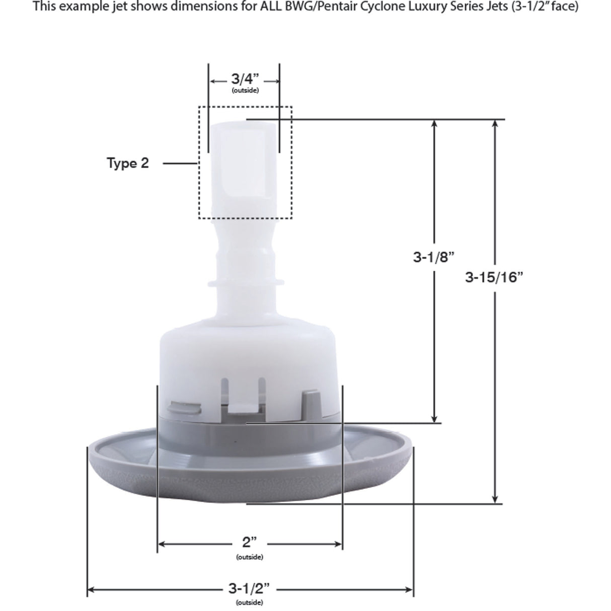 Jet Intl, BWG Cyclone Luxury, 3-1/2"fd, Dir, Txt Scal, Gry : 9844WW