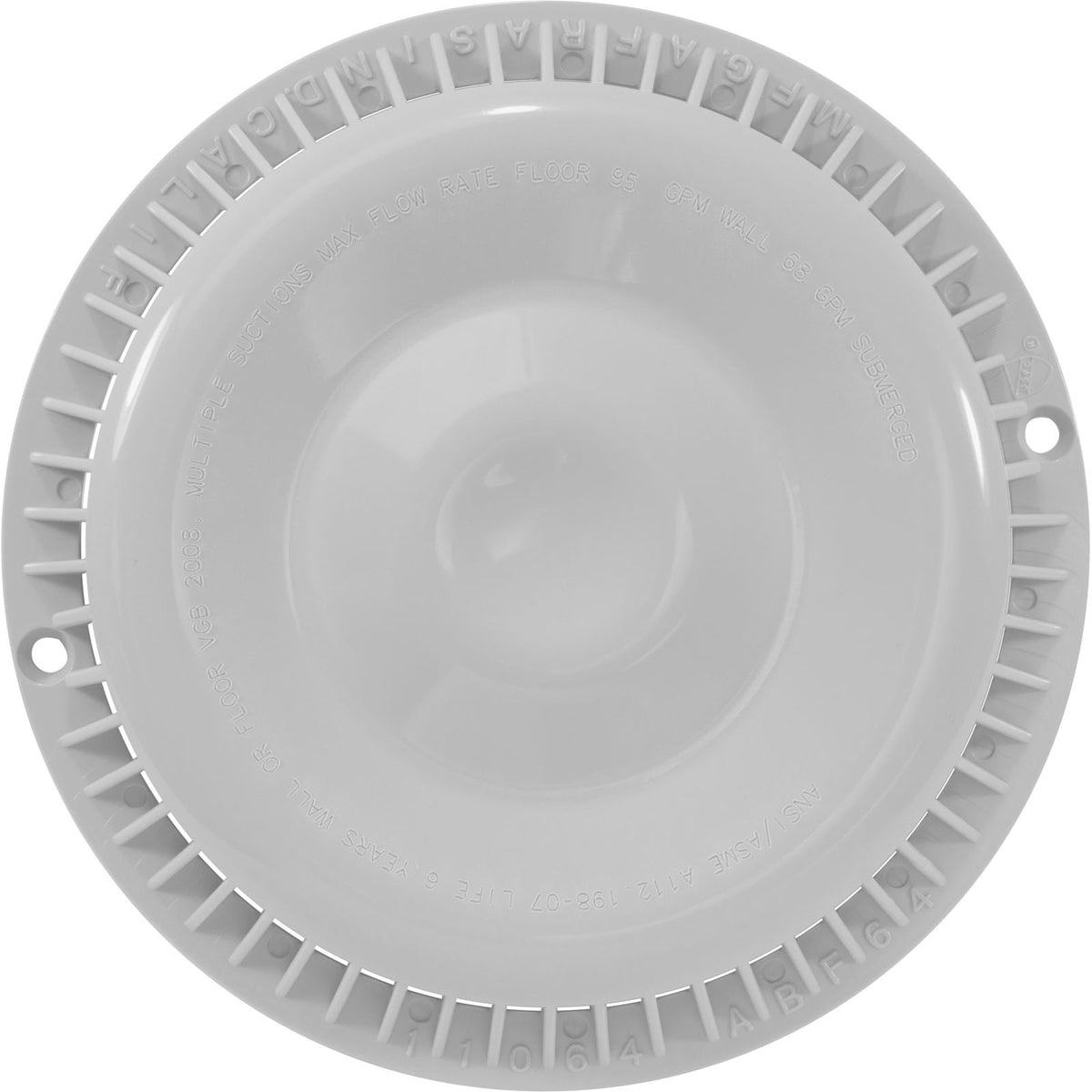 Main Drain Grate Only, Afras, Anti Vortex, White : 11064W