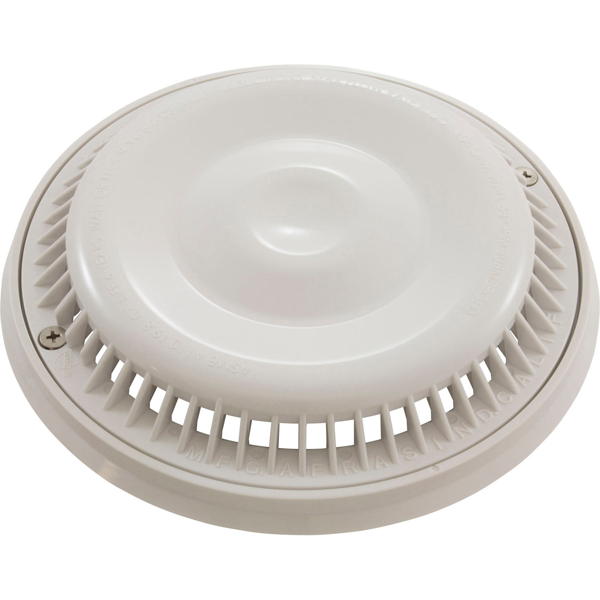 Main Drain Grate, Afras, Anti Vortex, 7-3/4"dia, Wht, w/Ring&Scrw : 10064W - Afras Industries - 10064W - PartsForSpas.com
