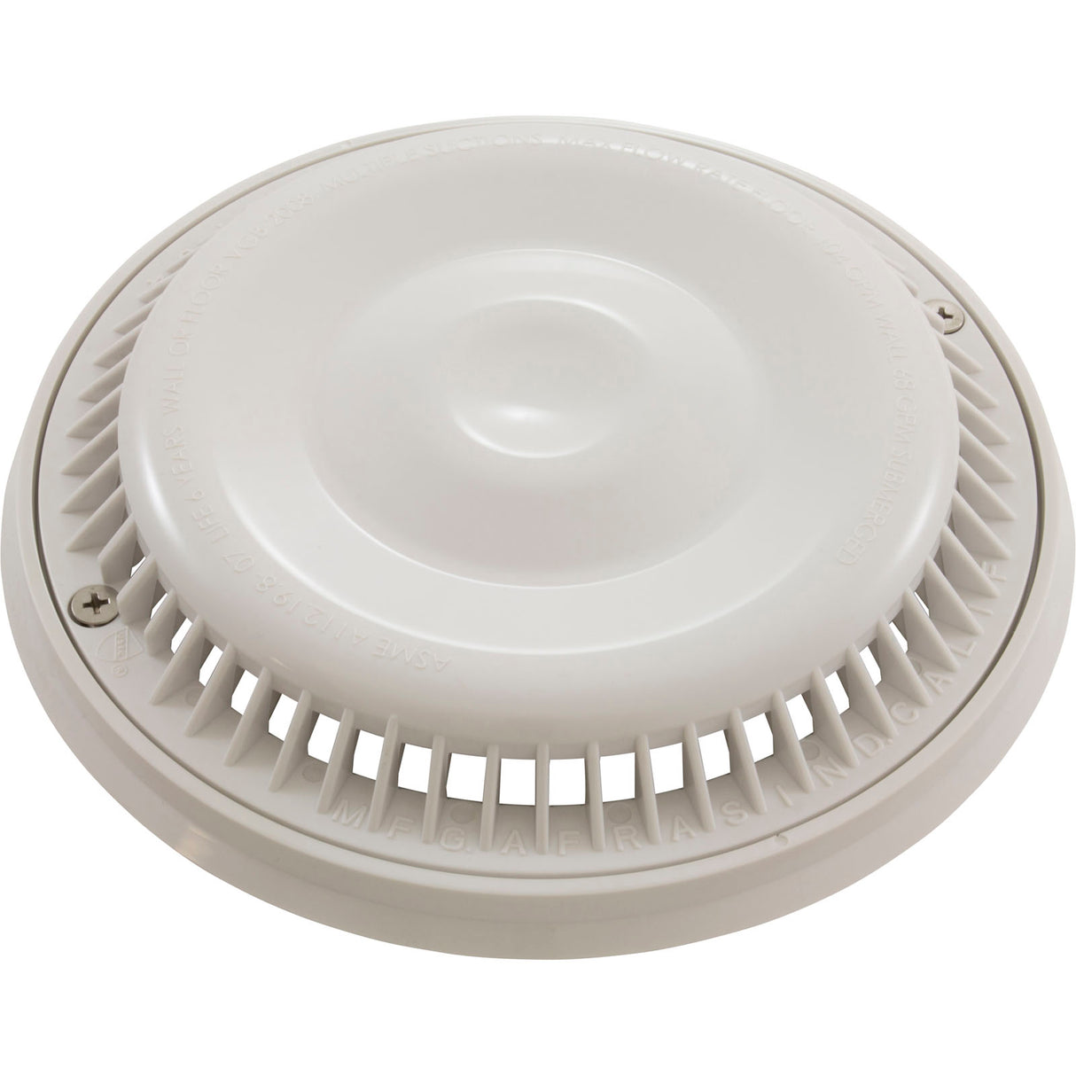 Main Drain Grate, Afras, Anti Vortex, 7-3/4"dia, Wht, w/Ring&Scrw : 10064W