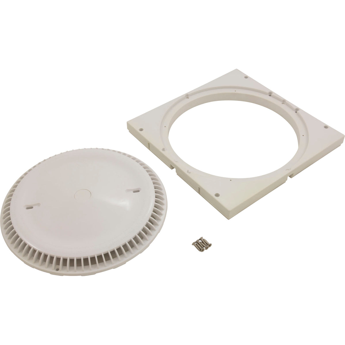Main Drain Grate, Afras, 12" x 12" Square, w/SS Screws, Wht : 10064ACW