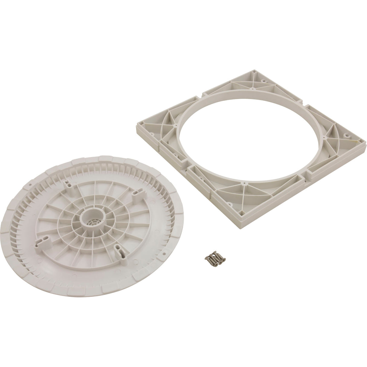 Main Drain Grate, Afras, 12" x 12" Square, w/SS Screws, Wht : 10064ACW