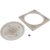 Main Drain Grate, Afras, 12" x 12" Square, w/SS Screws, Wht : 10064ACW