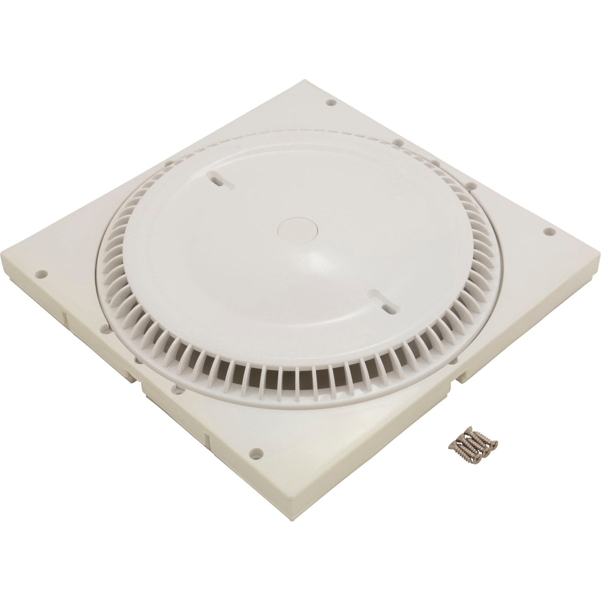 Main Drain Grate, Afras, 12" x 12" Square, w/SS Screws, Wht : 10064ACW