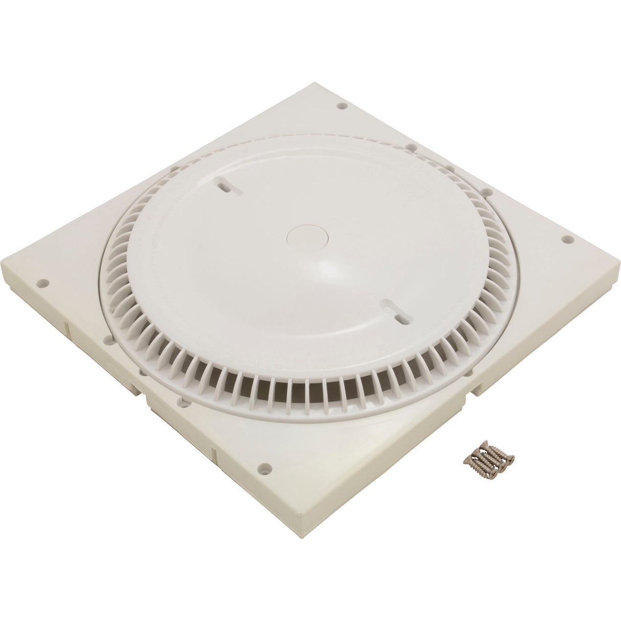 Main Drain Grate, Afras, 12" x 12" Square, w/SS Screws, Wht : 10064ACW