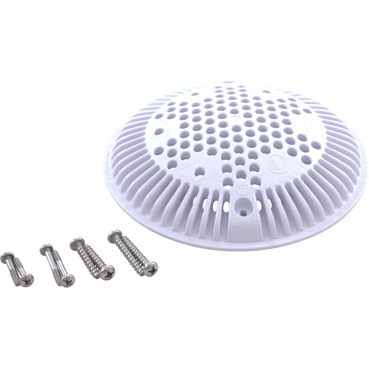 Main Drain Cover, Hayward Anti Vortex, 8"dia Round, Wht : WGX1048E