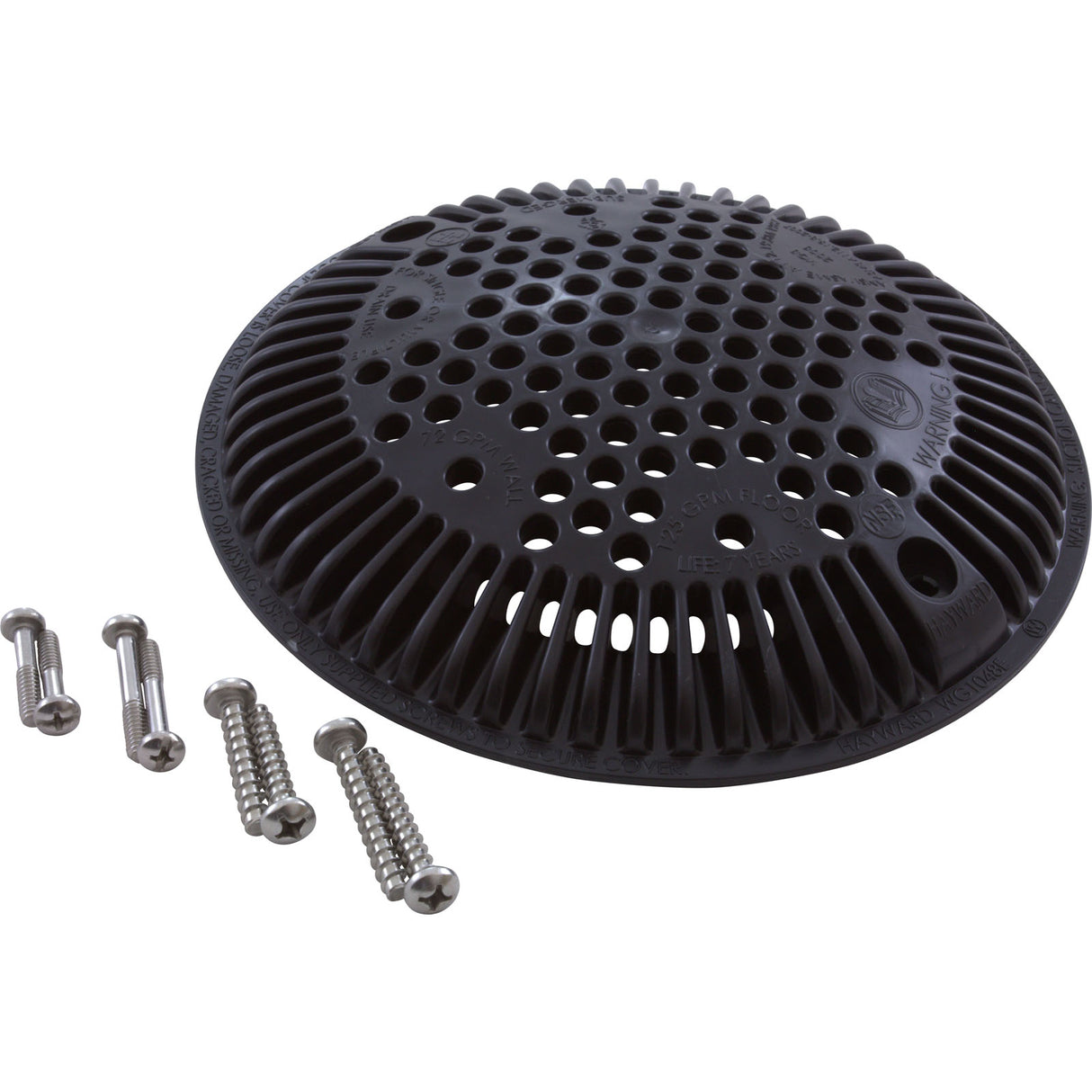 Main Drain Cover, Hayward Anti Vortex, 8"dia Round, Blk : WGX1048EBLK