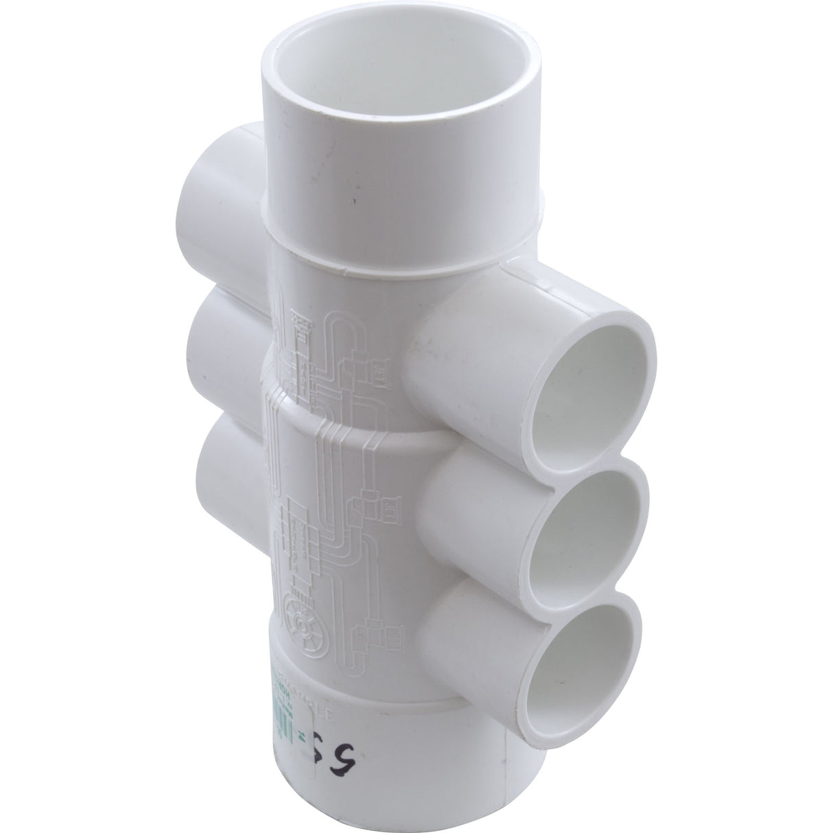Manifold, 1"s, 6 Port, Flow Thru, 1-1/2"s/2"spg x 2"s : 672-4550
