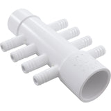 Manifold, 3/8" Barb, 8 Port, Flow Thru, 1" Slip x 1" Spigot : 672-4340