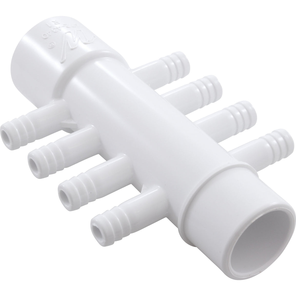 Manifold, 3/8" Barb, 8 Port, Flow Thru, 1" Slip x 1" Spigot : 672-4340