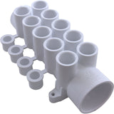 Manifold, 1/2"s, 10 Port, Flow Thru, 1-1/2"s x 1-1/2"spg, w/Plug : 672-4630