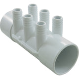 Manifold, 3/4" Barb, 6 Port, Flow Thru, 2" Slip x 2" Slip : 672-7120