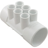 Manifold, 1/2" Slip, 6 Port, Flow Thru, 2" Slip x 2" Slip : 672-4110