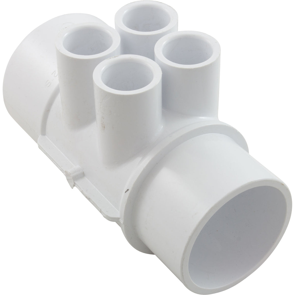 Manifold, 1/2" Slip, 4 Port, Flow Thru, 2" Slip x 2" Spigot : 672-4250