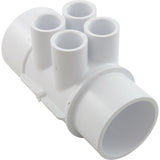 Manifold, 1/2" Slip, 4 Port, Flow Thru, 2" Slip x 2" Spigot : 672-4250