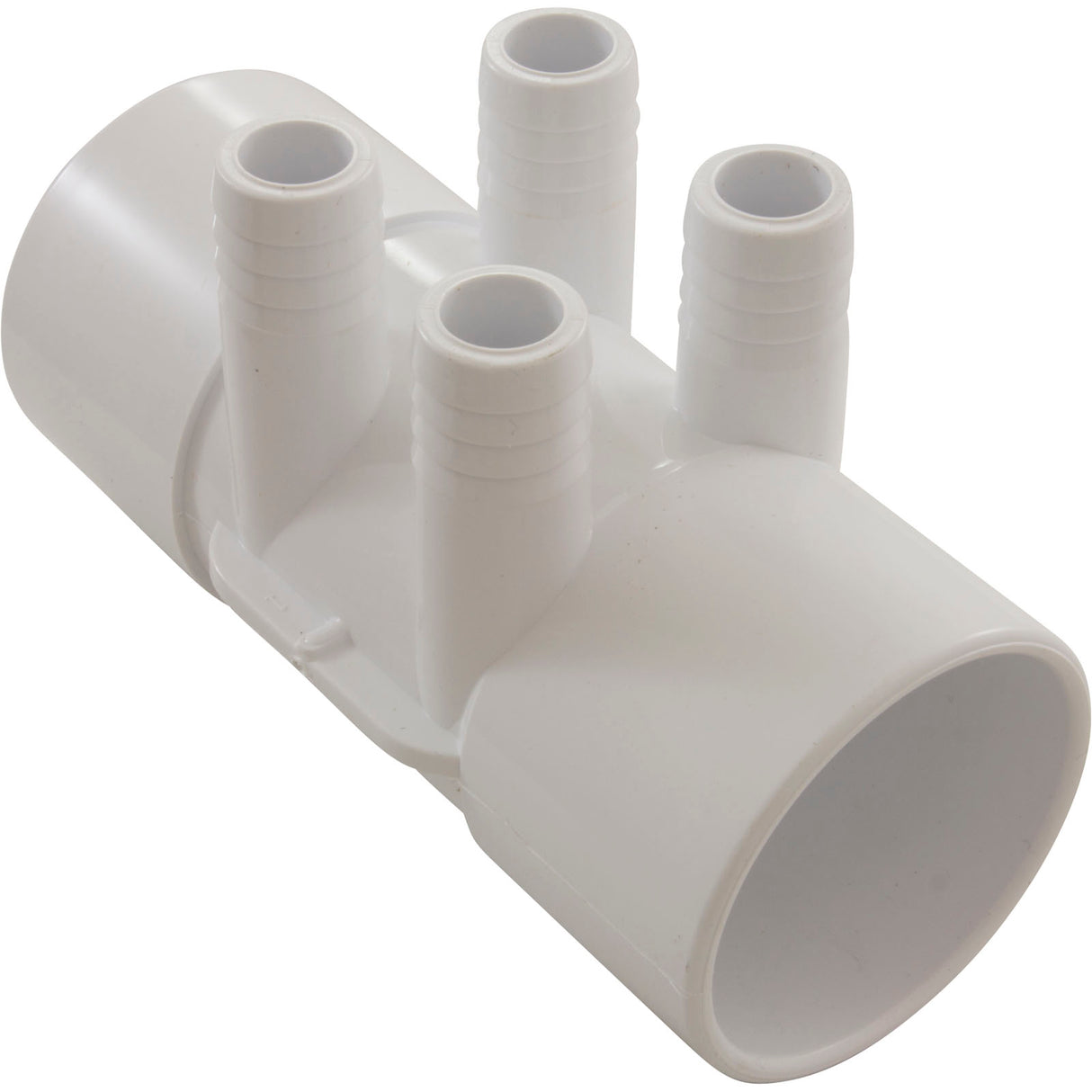 Manifold, 3/4" Barb, 4 Port, Flow Thru, 2" Slip x 2" Slip : 672-7110