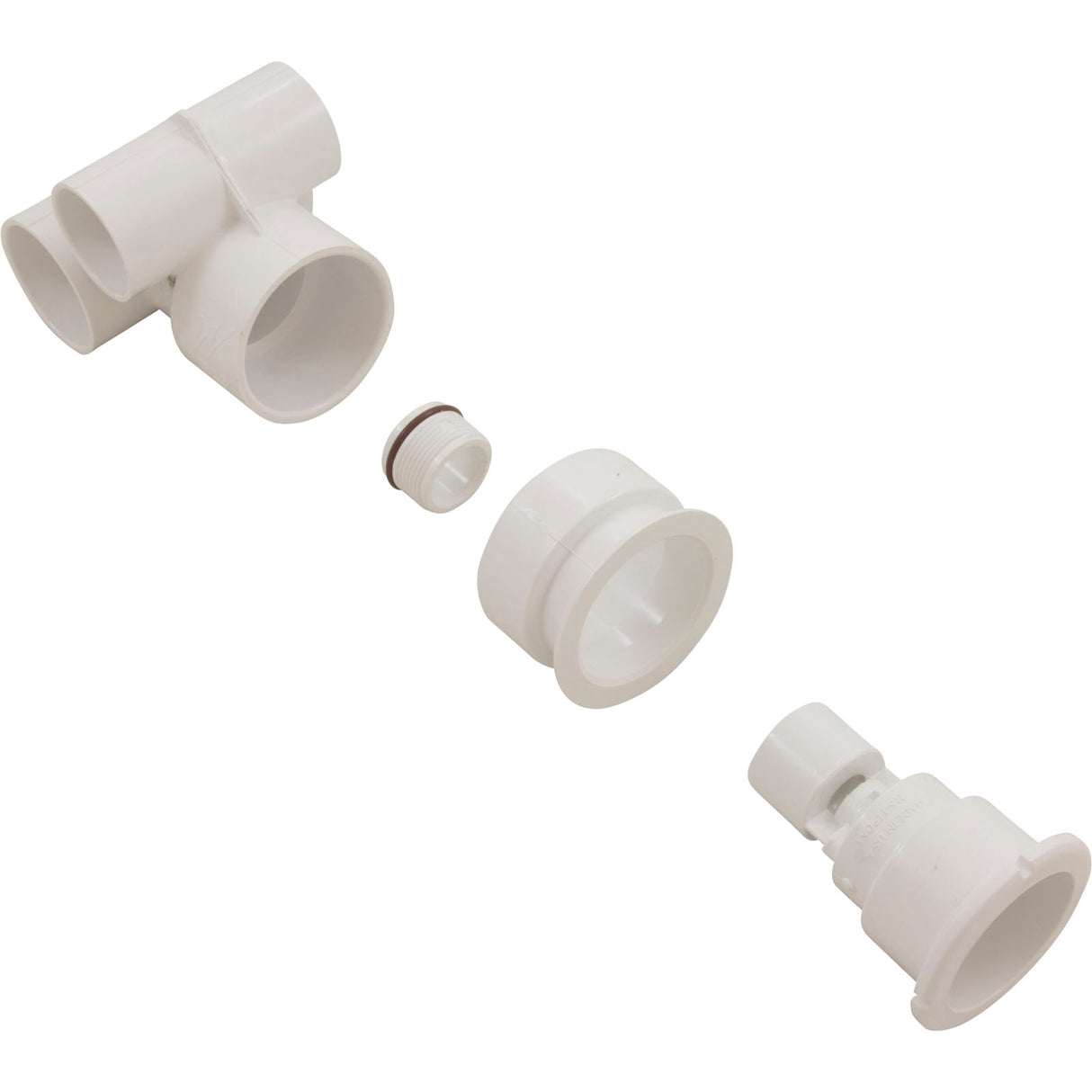 Jet Body Assy, WW Poly Strm Gunite, a1-1/2"s, w2"s, Tee, Wht, Thd : 229-1110