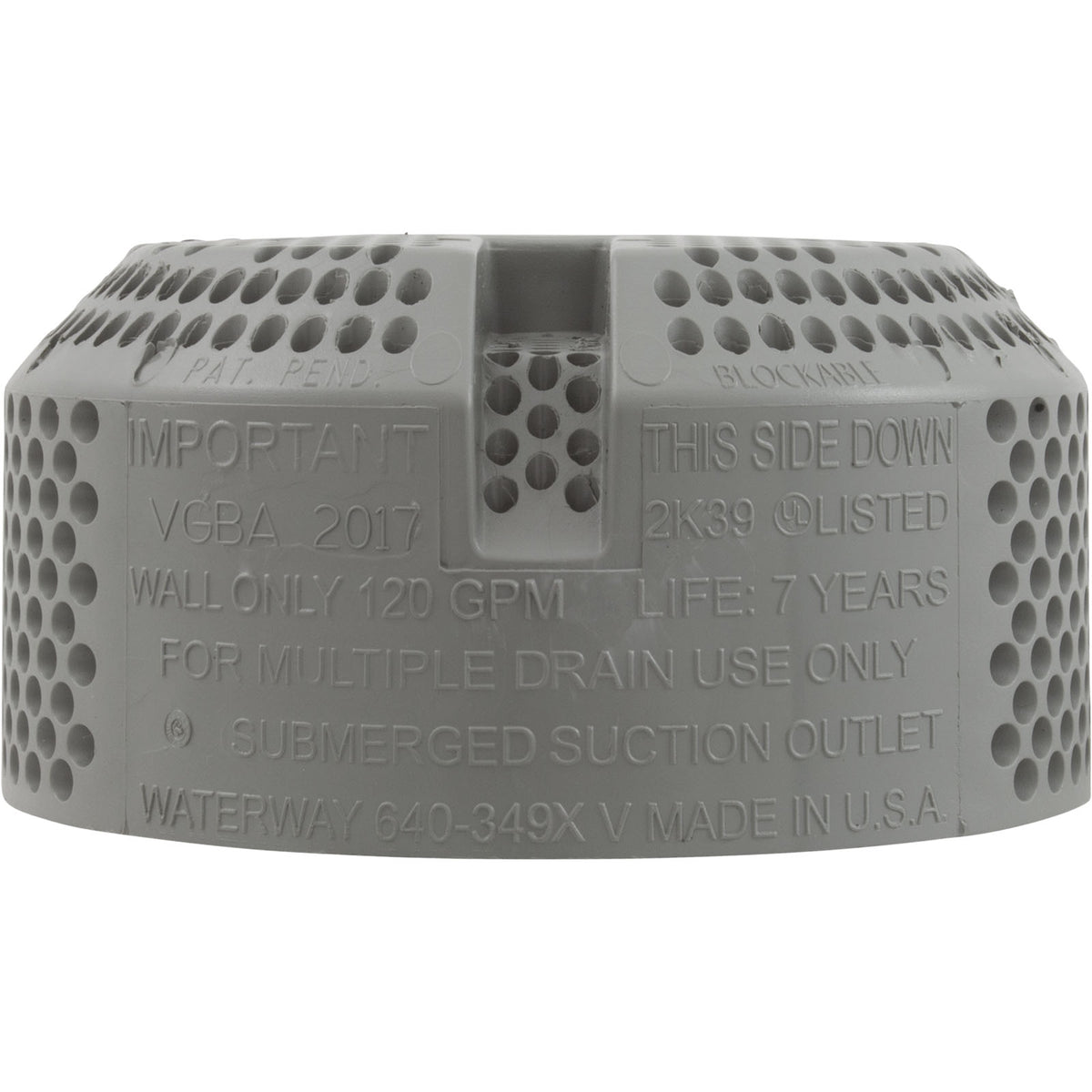 Suction Cover, WW 3-1/2" Ultra Hi-Flo, 2-3/8"hs, Gray : 642-3277 V - Waterway Plastics - 8.06105E+11 - PartsForSpas.com