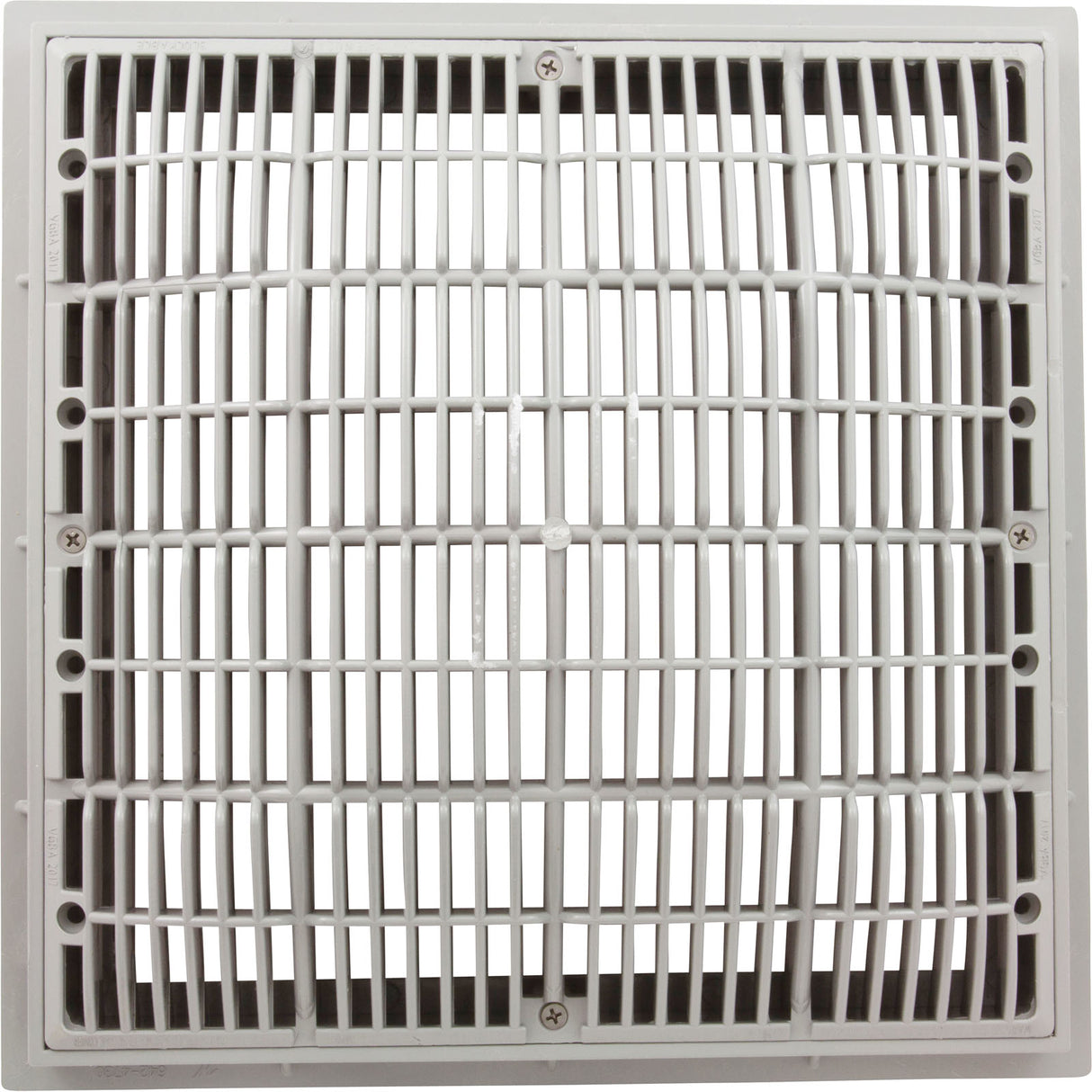 Main Drain Grate, Waterway, 12" x 12" Square, w/Frame, White : 640-4720 V