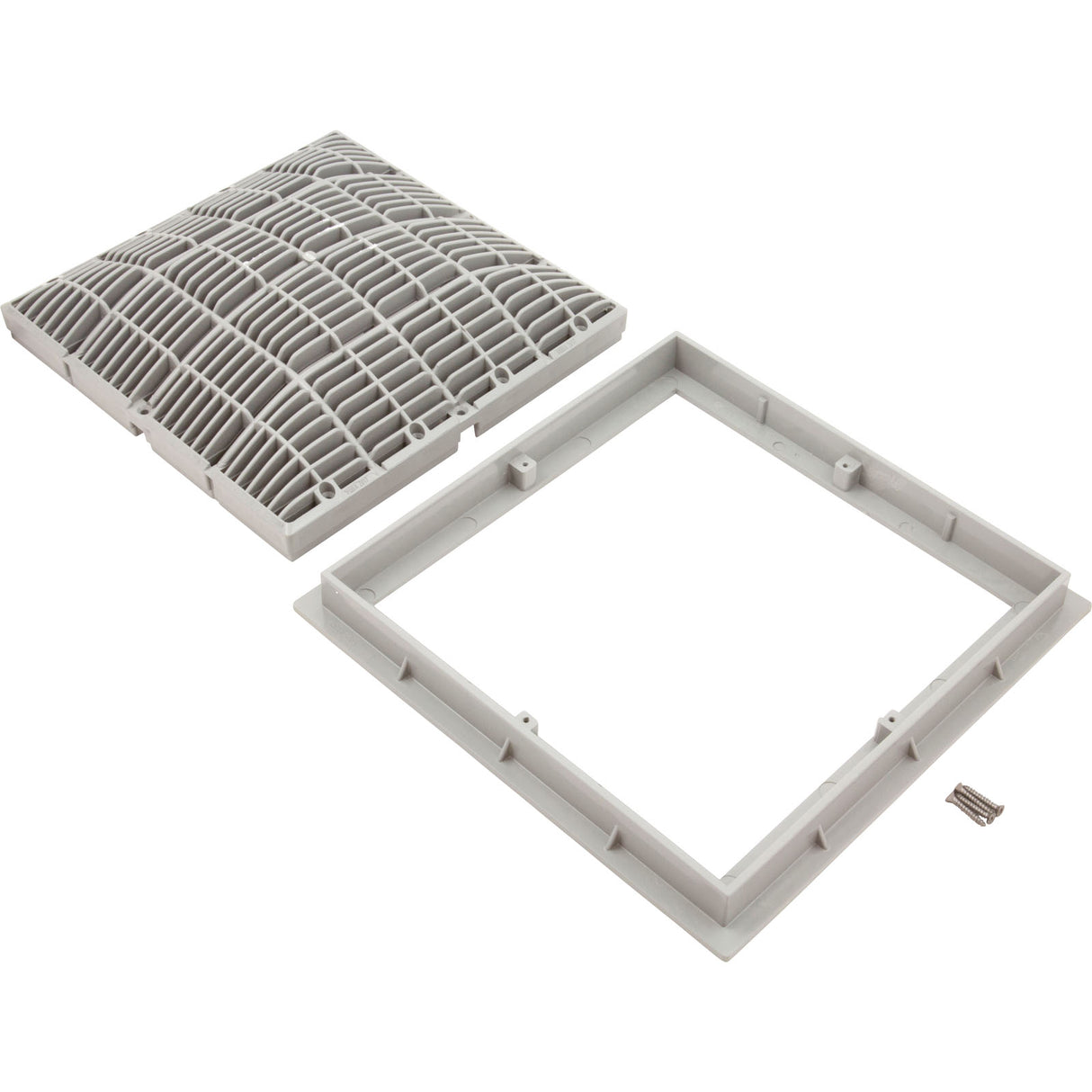 Main Drain Grate, Waterway, 12" x 12" Square, w/Frame, White : 640-4720 V