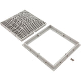 Main Drain Grate, Waterway, 12" x 12" Square, w/Frame, White : 640-4720 V