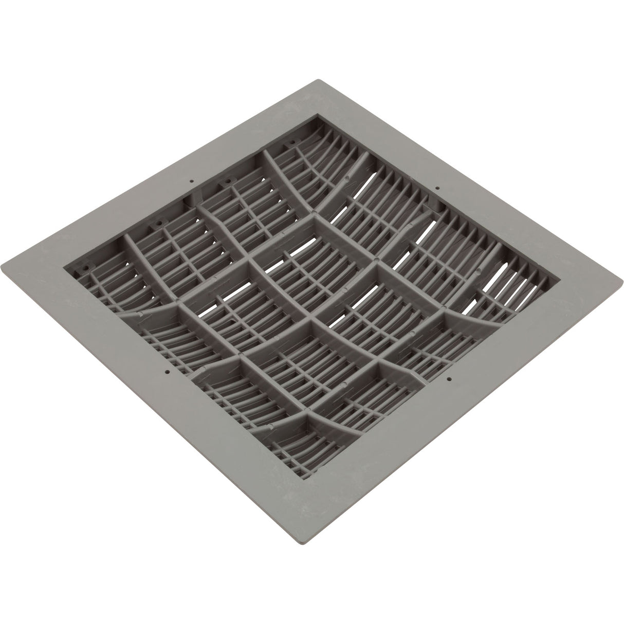 Main Drain Grate, Waterway, 12" x 12" Square, w/Frame, Gray : 640-4727 V