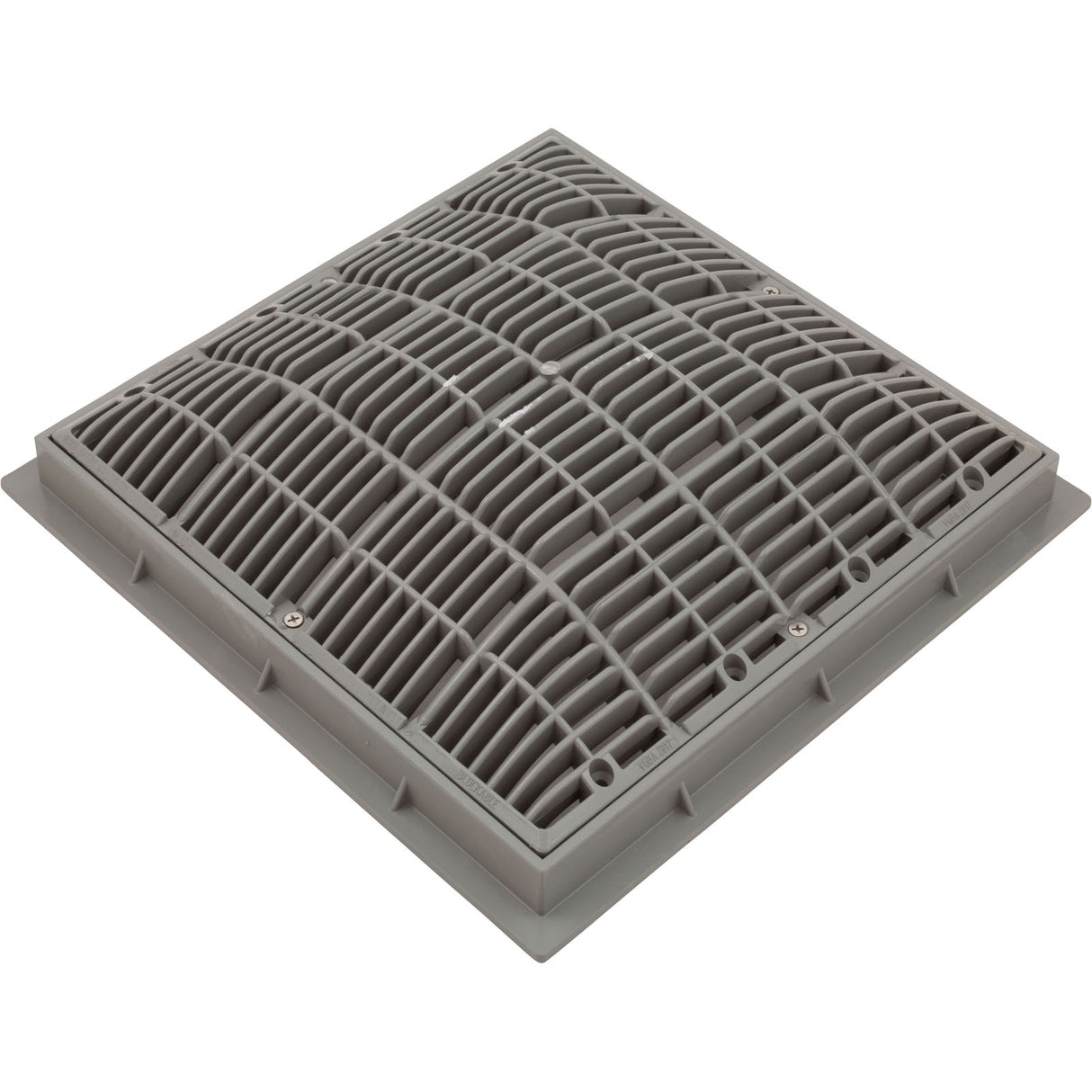 Main Drain Grate, Waterway, 12" x 12" Square, w/Frame, Gray : 640-4727 V