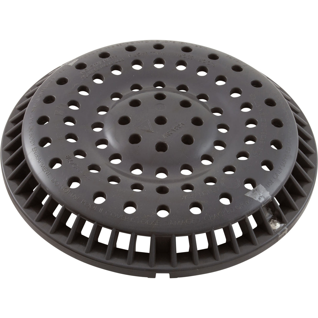 Main Drain Grate, WW Anti-Vortex, 8" Round, w/o Screws, Dk Gry : 642-2159-DKG V