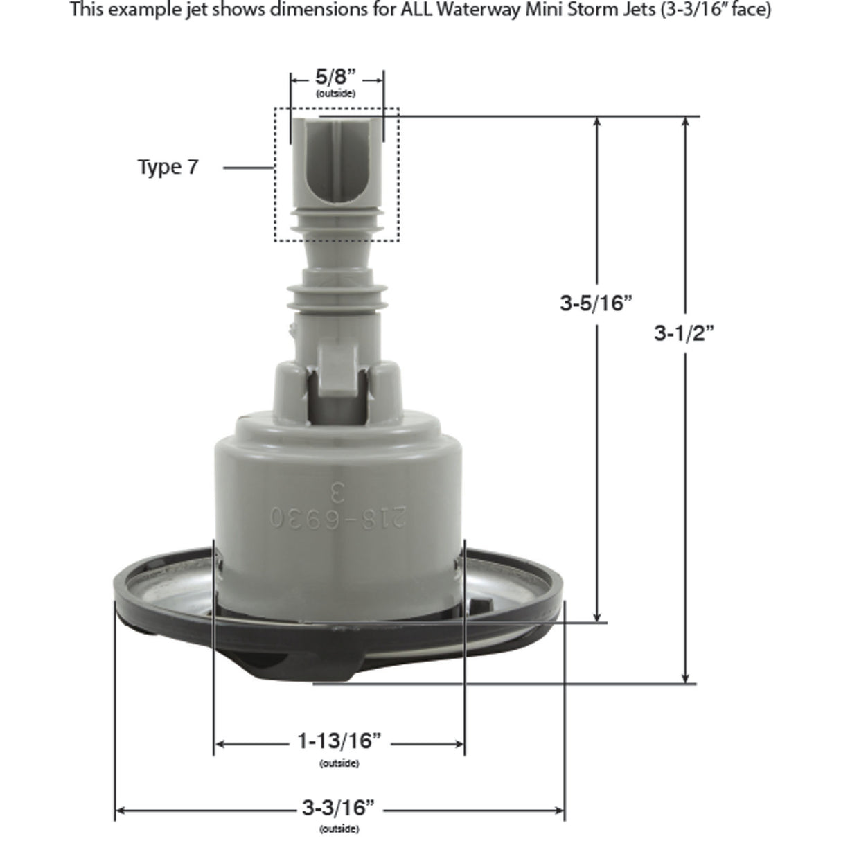 Jet Intl, WW Mini Storm, Swirl, 3-5/16"fd, Rfd, SS/Dk Gry, Thd : 229-0199S-DSG