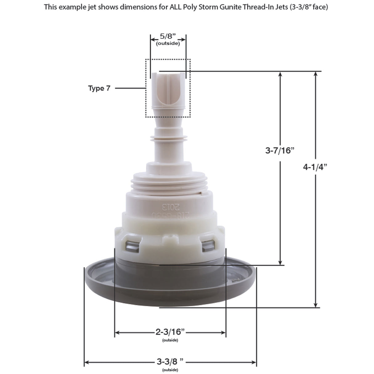 Jet Intl, WW Poly Storm Gun, 3-3/8"fd, Roto, Smth, White, Thd : 229-8000