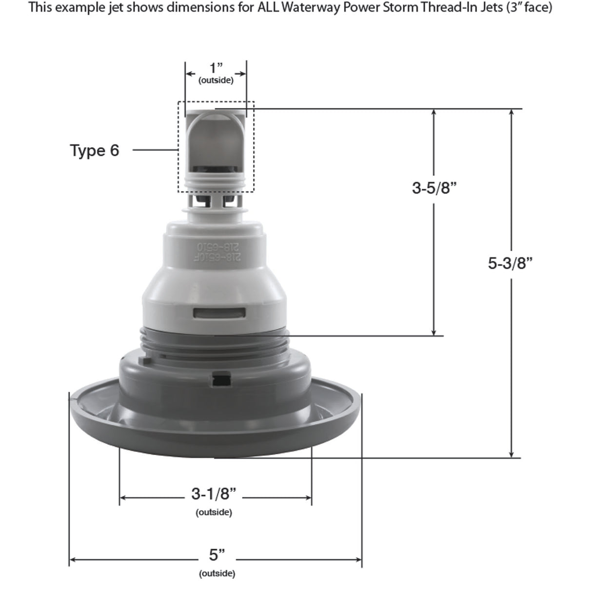 Jet Intl, WW Power Storm, 5"fd, Twin Roto, Smth, SS/Gry, Thd : 229-7617S