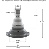 Jet Intl, WW Power Storm, 5"fd, Massage, Smth, SS/Gry, Thd : 229-7747S