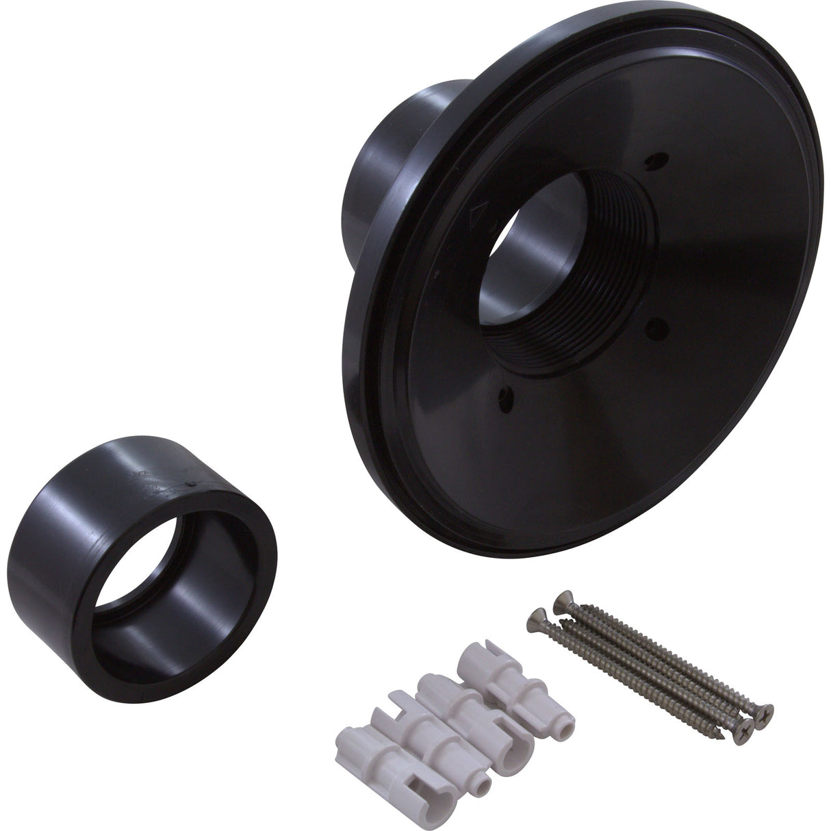 Wall Fitting, 6" dia, 2-3/8" Hole Size, 2" Slip, Black : RND102
