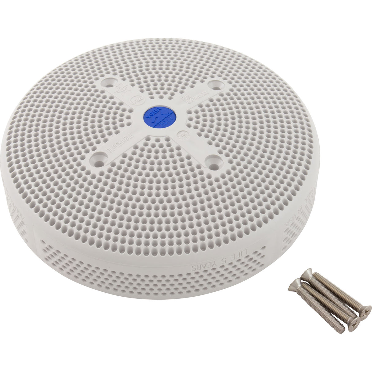 Suction Cover, HydroAir Repl, 6", 224gpm, w/Screws, White : 6HPHA101