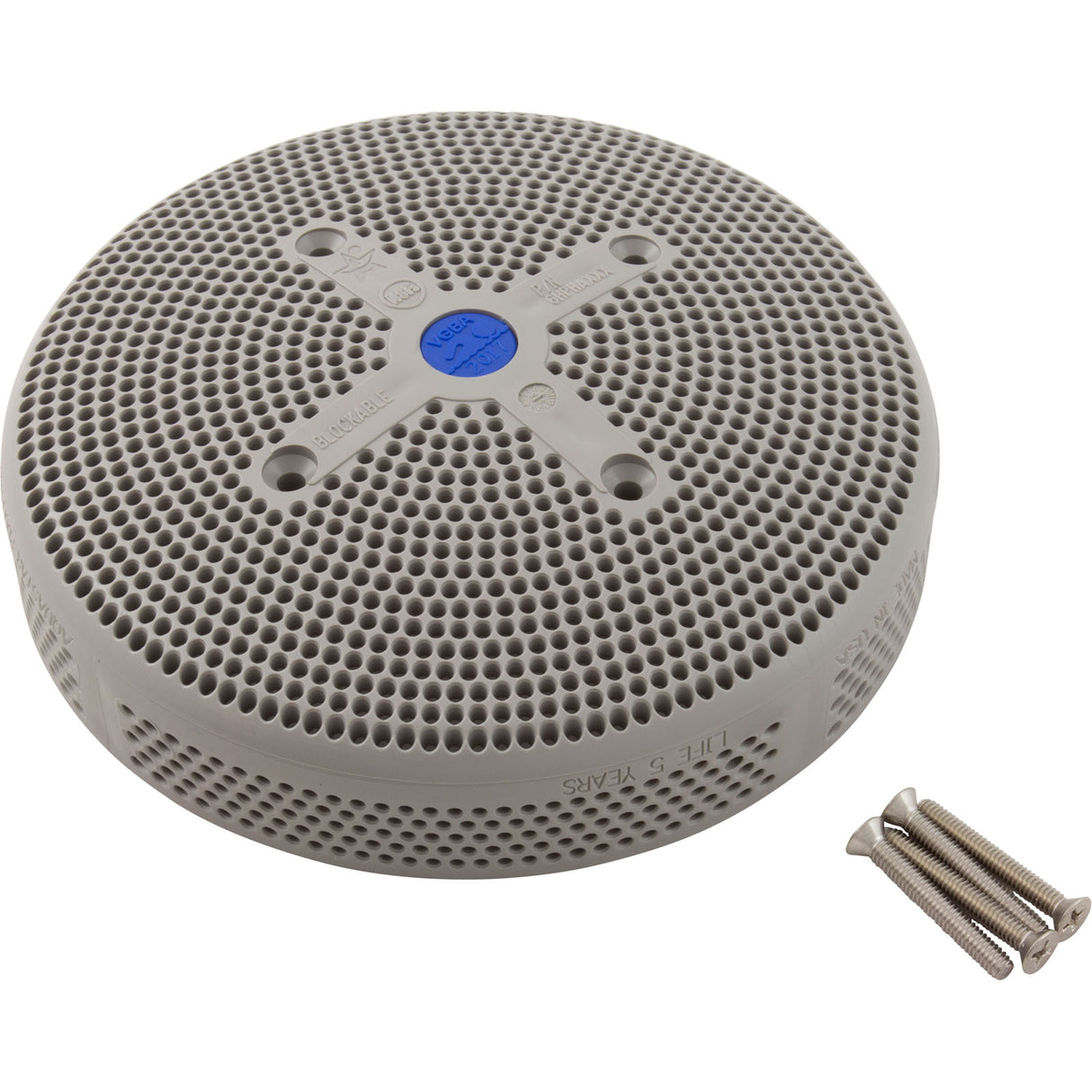 Suction Cover, HydroAir Repl, 6", 224gpm, w/Screws, Lt Gray : 6HPHA103