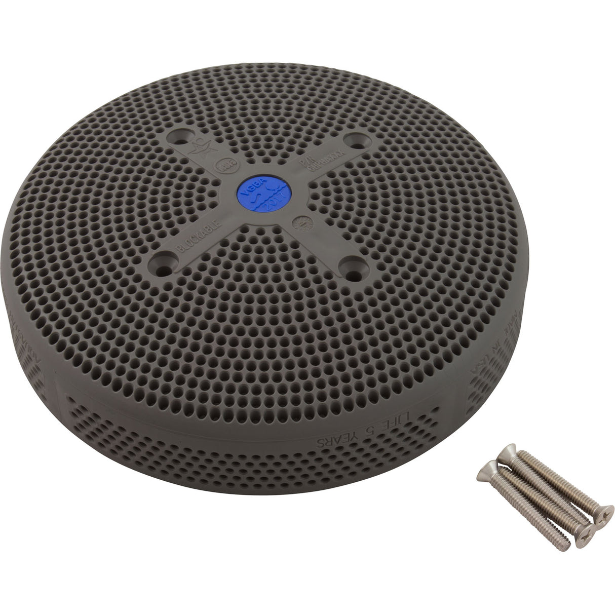 Suction Cover, HydroAir Repl, 6", 224gpm, w/Screws, Dk Gray : 6HPHA105