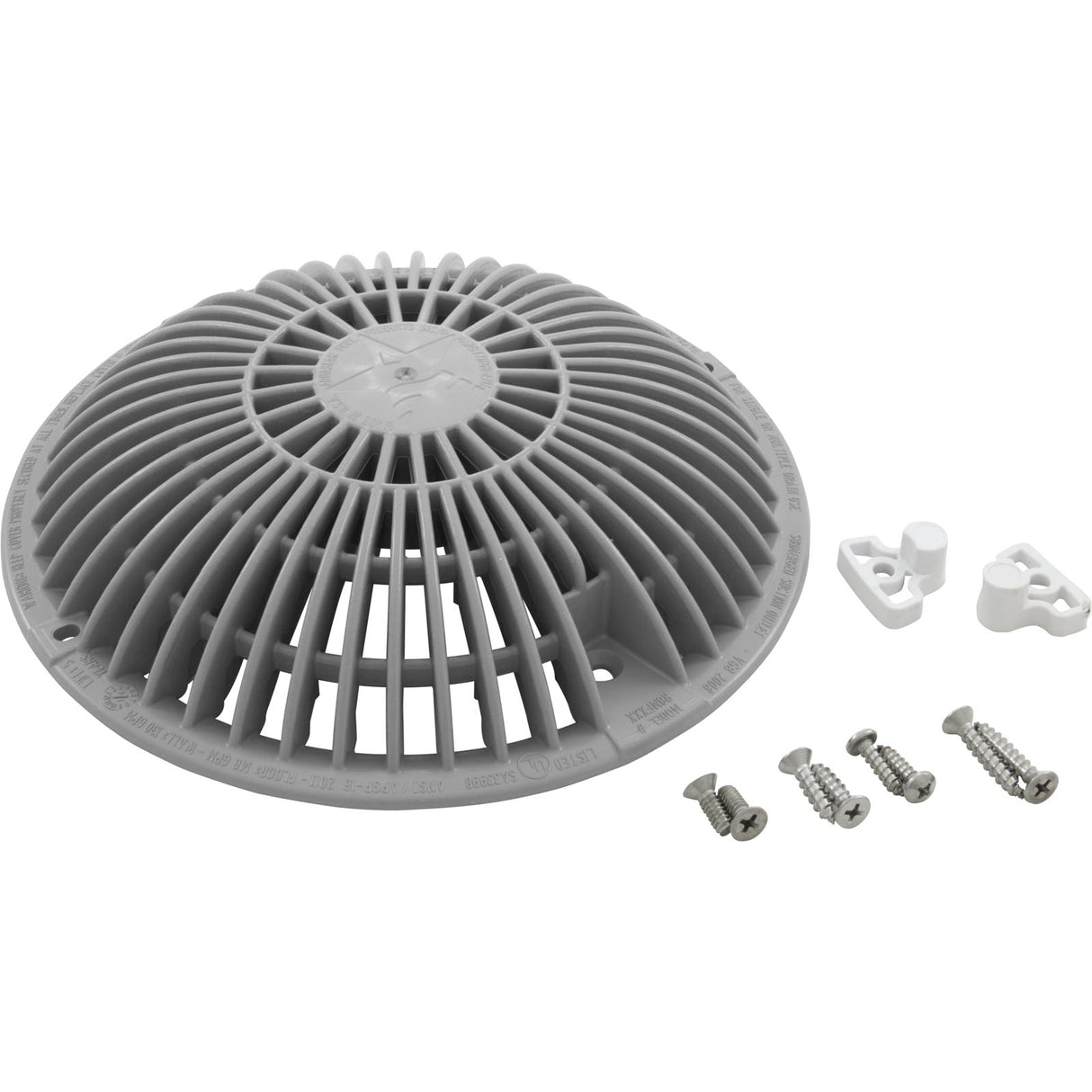 Main Drain Grate, Retro 8" Round, MoFlow, w/Hardware, Light Gray : R8MF103