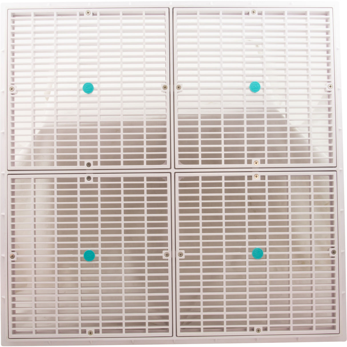 Drain Grate, 4-12" Sq, w/ 24" Sq Frame, Anit Entrap, White : 24101