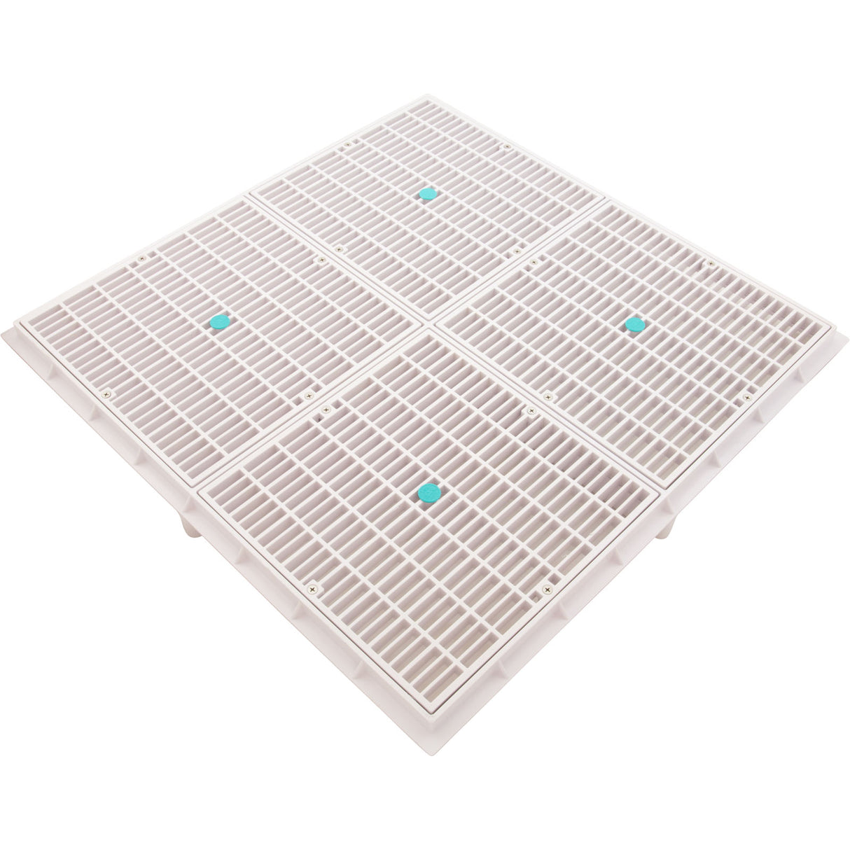 Drain Grate, 4-12" Sq, w/ 24" Sq Frame, Anit Entrap, White : 24101