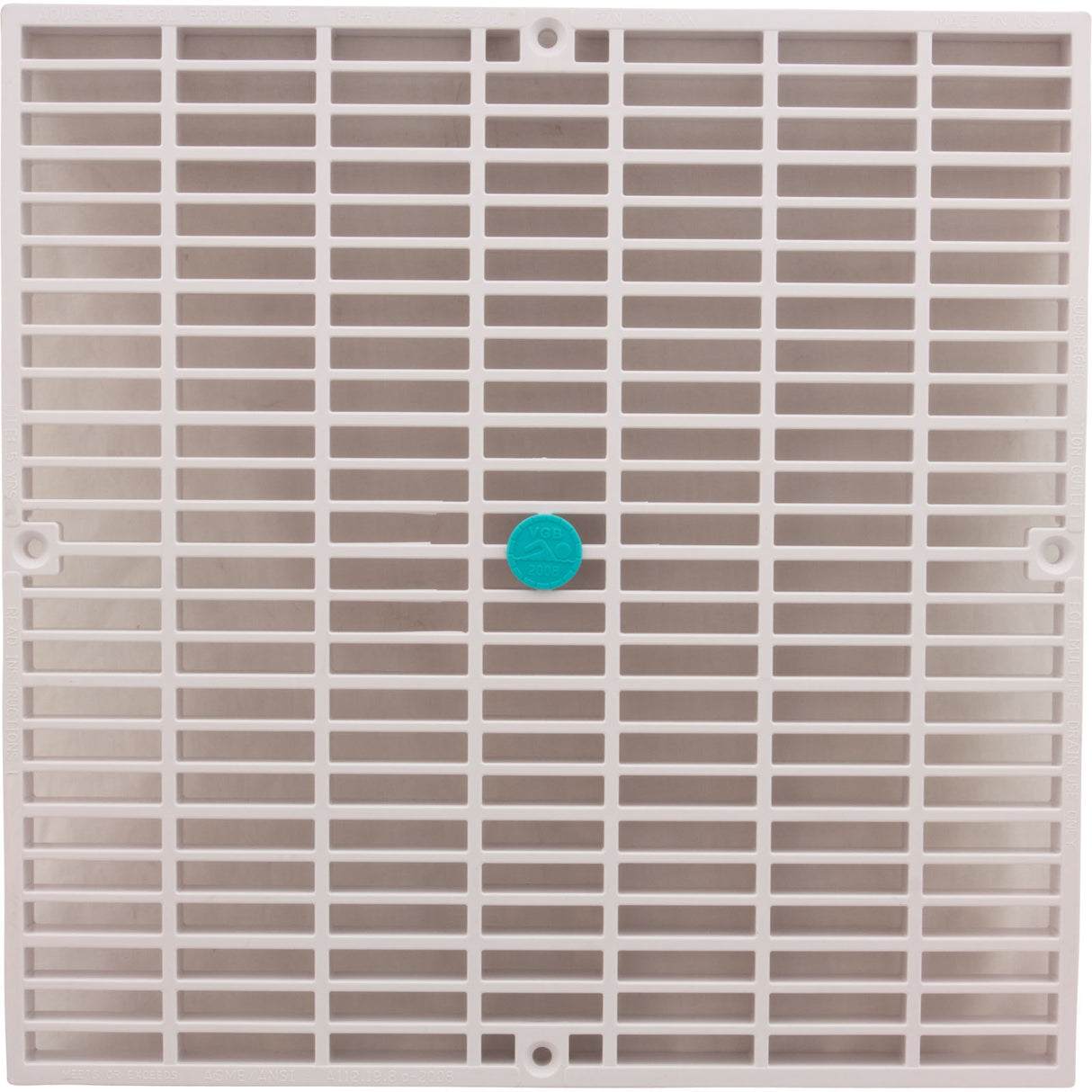 Drain Cover Only, Aquastar, Flat, 24" Square (4x12) , Wht, VGB : 24NF101