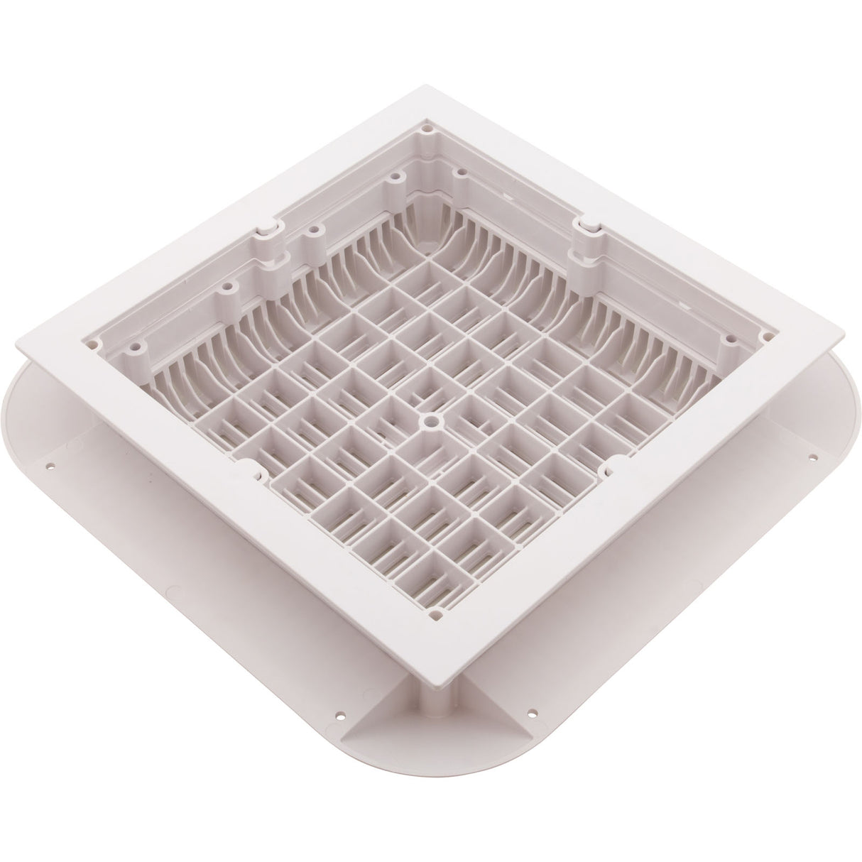 Main Drain Grate, Aquastar Retro Wav, 12" x 12" Square, Wht : 1216101