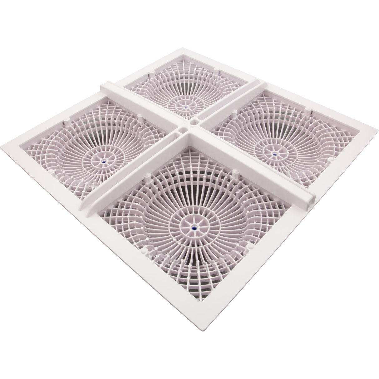 Main Drain Cover, Aquastar MoFlow, (4) 9" Square, w/Frame, White : 18MF101