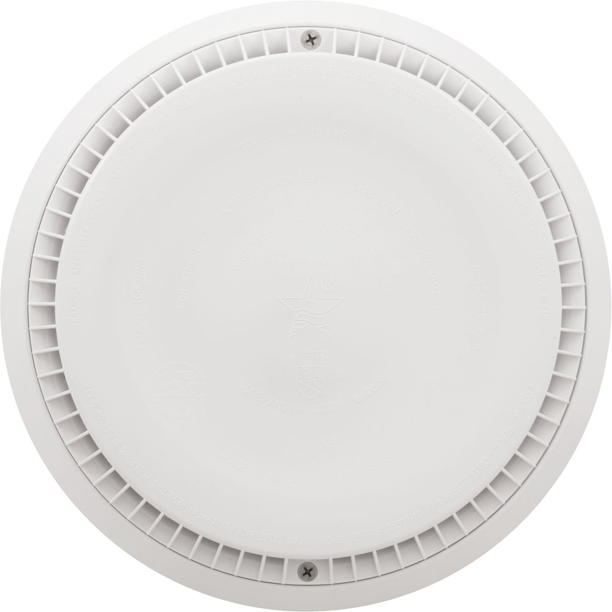 Cover, Aquastar, 10" Round, White, w/ Frame : 10AVR101