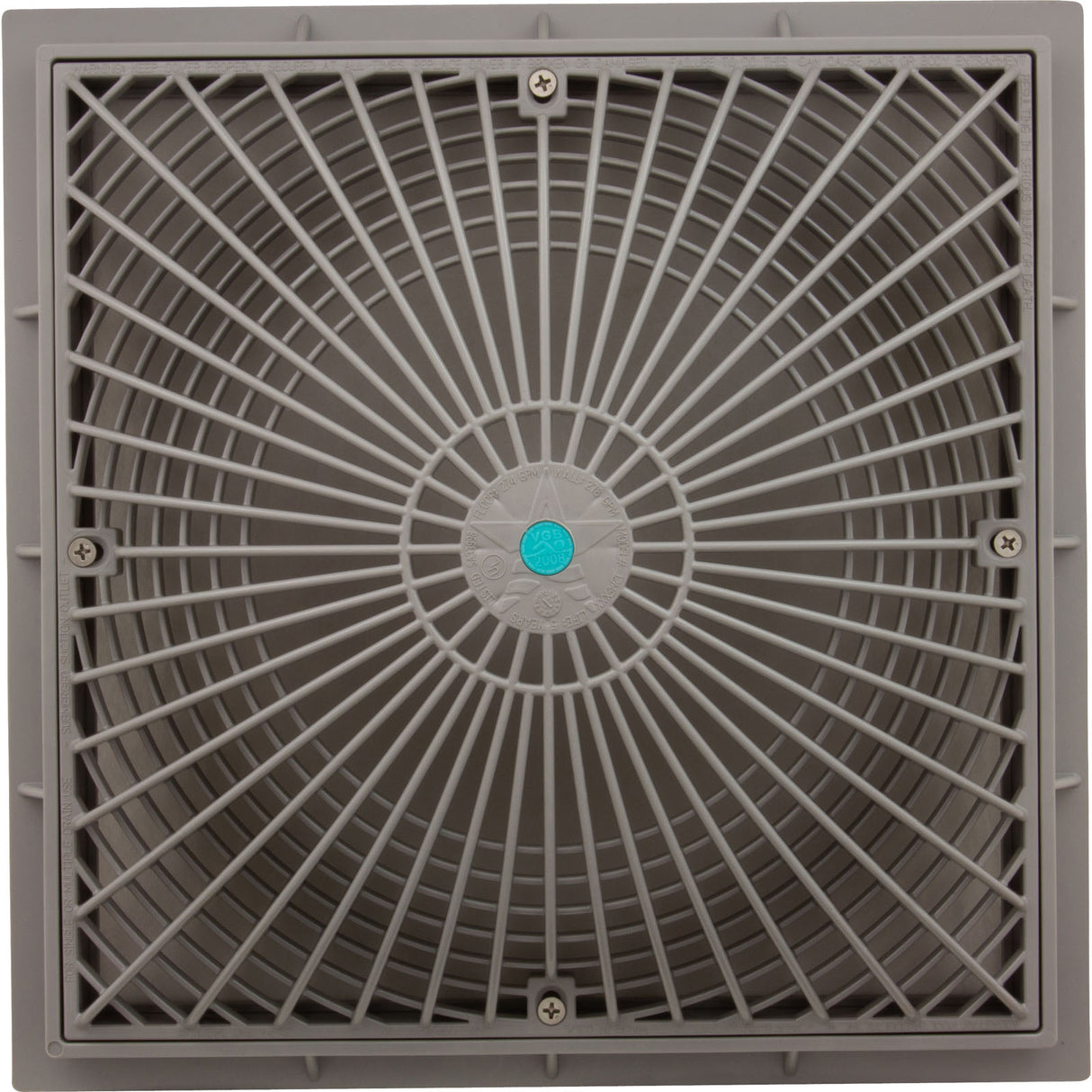 Main Drain Cover, Aquastar MoFlow, 12" Square, w/Fr, Lt Gry, VGB : 12MF103