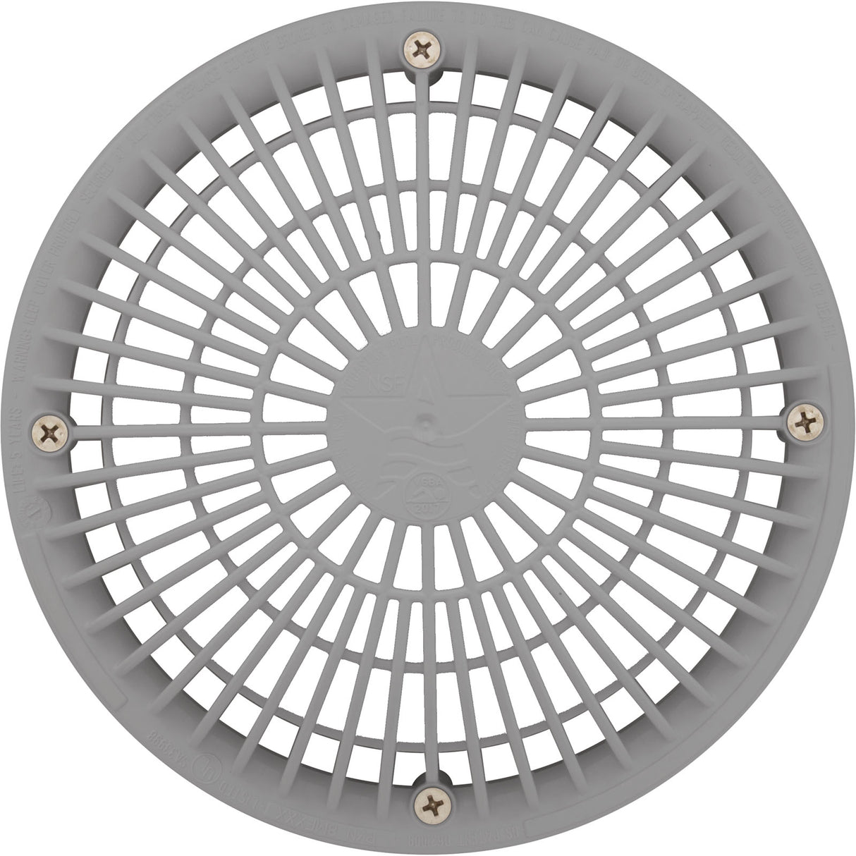 Main Drain Cover, Aquastar MoFlow, 8" Round, w/Fr, Lt Gry : 8MF103